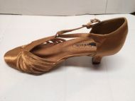 Marjorie Dark Tan Satin Ballroom Dance shoe